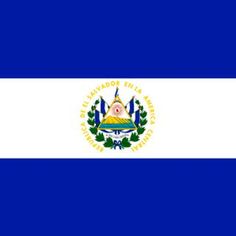 the flag of el salvador is shown in blue and white with an emblem on it