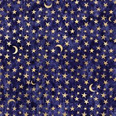 stars and crescents are on a blue background with gold foil glitter in the middle