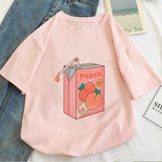 Kawaii Peach T-shirt · KoKo Fashion · Online Store Powered by Storenvy Cartoon Peach, Kawaii Peach, Peach Juice, Plaid Shirts, Super Kawaii, Tees Pattern, Grunge Look, Tumblr Outfits, Grunge Girl