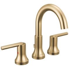 Two Handle Widespread Bathroom Faucet in Champagne Bronze 3559-CZMPU-DST | Delta Faucet Gold Bathroom Faucet, Delta Trinsic, Water Delivery, Gold Bathroom, Delta Faucets, Widespread Bathroom Faucet, Champagne Bronze, Tiny Diamond, Lavatory Faucet