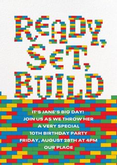 a birthday card with lego blocks on it