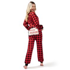 COMPLETE FESTIVE SET: This Christmas PJ set includes comfy Pajamas featuring a classic plaid pattern, and enjoys the humorous design on the drop-seat flap, adding a playful and festive element to this comfortable and stylish holiday attire. The combination of high-quality material and the entertaining design makes it a perfect choice to embrace the holiday spirit with a dash of fun.HIGH-QUALITY MATERIAL:Crafted from 100% polyester, this Christmas Pajamas for women is made from high-quality mater Plaid Pajamas Outfit, Flannel Pajamas Women, Christmas Pj Set, Adult Christmas Pajamas, Pajamas Outfit, Womens Flannel Pajamas, Buffalo Plaid Pajamas, Comfy Pajamas, Pajama Outfit