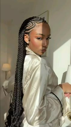 Braids With Hair Added In, Graduation Hairstyles With Braids, Summer 2024 Braids, Holiday Braids Black Women, Braids For Graduation, Thick Braids For Black Women, Summer Braid Ideas, Tyla Braids Styles