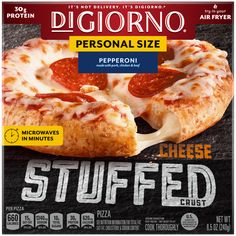 a pizza with pepperoni and cheese is on the cover of a magazine or flyer