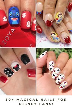 Heading to the parks or just love all things Disney? Check out these 50+ nail designs perfect for any Disney lover! From classic Mickey vibes to princess-inspired art, these nail ideas are full of pixie dust and ready to add that extra magic to your look. 🌟💅 #DisneyNails #MagicalManicure Disney Dipped Nails Ideas, Disney Valentine Nails, Disney Acrylic Nail Designs, Disney Mickey Nails