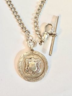 A heavy sterling silver victorian  Albert chain and fob Chains Necklace, Hallmark, Jewelry Necklaces, Birthday Gifts, Accessory Gift, Gift Card, Electronic Accessories, Purses And Bags, Sterling Silver