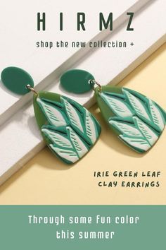 Our cute spring green leaf clay earrings, mix with creative natural green colors finishing in a pretty leaf shape. #clayearrings #polymerclayearrings #cuteearrings #prettyearrings #cuteearringsstuds Aesthetic Polymer Clay, Leaf Clay Earrings, Cute Clay Earrings, Leaf Clay, Chic Clothing Style, Color Combos Outfit, Pretty Leaf, Aesthetic Boho, Earrings Ideas