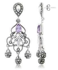 Macy's Amethyst (1 ct. t.w.) & Marcasite Chandelier Earrings in Sterling Silver & Reviews - Earrings - Jewelry & Watches - Macy's Macy's Drop Earrings For Pierced Ears, Macy's Silver Wedding Earrings, Macy's Dangle Earrings As Gift, Ornate Purple Dangle Earrings, Hematite Jewelry, Silver Chandelier Earrings, Silver Chandelier, Popular Jewelry, Amethyst Earrings