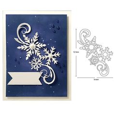 a card with snowflakes on it next to an image of the dieing