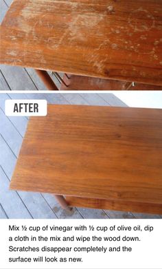 the before and after pictures of an old coffee table with wood staining on it