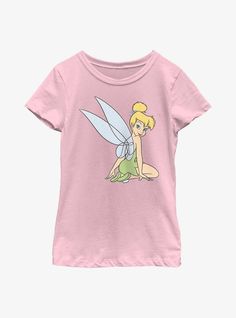 100% CottonWash cold; dry lowImportedListed in youth sizes Sleeves Style, Tinker Bell, Girls T Shirt, Cotton Knit, Peter Pan, Girls Tshirts, Crew Neckline, Short Sleeve Shirt, Casual Style