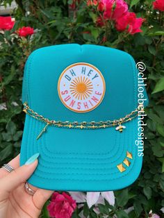 Hat chains are removable with clasps on each end. They can be bought separate or with the hat. Please allow up to 2 weeks for this hat to ship as this is a pre-order item.  $10-$12 chain options do not include hats.  $40-$50 bling hat options do include trucker hat and bling as pictured.  For clarification when purchasing: If you purchase one of the hat chain options, this is individual hat chains and does not include the trucker hat. If you purchase the bling hat option, this option includes th Gold Summer Hats As Gifts, Gold Summer Hat As Gift, Bohemian Adjustable Trucker Hat For The Beach, Adjustable Bohemian Trucker Hat For Beach, Gold Adjustable Trucker Hat For Summer, Handmade Adjustable Trucker Hat For Summer, Bohemian Adjustable Trucker Hat For Beach, Adjustable Gold Trucker Hat For Summer, Trendy Summer Hat As Gift