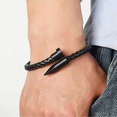 Men's Leather Braided Bangle Bracelet New Leather Zinc Alloy Nice Packaging Fast Shipping Nail Black, Nice Packaging, Mens Bracelet Black, Mens Nails, Black Bracelet, Black Bracelets, Mens Accessories Jewelry, Bracelet Black, Black Nails