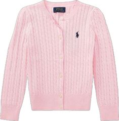 Ralph Lauren Cardigan, Polo Ralph Lauren Kids, Ralph Lauren Kids, Pink Solid, Pink Cardigan, Cotton Cardigan, Ralph Lauren Sweater, Solid Tops, Knit Cotton