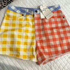 Sold Out Collection From Farm Rio X Anthropology. Brand New With Tags. Retro Cotton Shorts For Spring, Yellow Cotton Bottoms For Spring, Retro Cotton Jean Shorts For Summer, Trendy Gingham Shorts, Spring Retro Cutoff Shorts, Trendy Gingham Summer Shorts, Trendy Gingham Shorts For Summer, Trendy Summer Gingham Shorts, Retro Cutoff Shorts For Spring