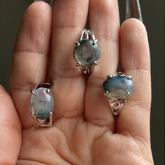 Magical moss agate rings in a variety of sizes! Adjustable Agate Gemstone Rings, Adjustable Agate Open Ring Jewelry, Adjustable Moss Agate Gemstone Jewelry, Adjustable Agate Open Ring, Adjustable Agate Crystal Ring With Gemstone, Moss Agate Ring With Natural Stones, Oval Agate Gemstone Crystal Ring, Oval Agate Crystal Ring With Gemstone, Handmade Oval Moss Agate Ring