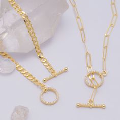 "This Curb and Paperclip Chain Necklaces (Gold Toggle Clasp Necklace, Paper Clip Curb Chain Jewelry, Layering Link Necklace with Toggle Clasp, Christmas Birthday Gifts for Women Moms) are elegant and luxury Gifts for Birthday and Christmas. Material : 925 Sterlin Silver Finish: 14K Gold Chain Size: from 12\" to 22\" (Every chain has +2\"  extender) - The jewelry is waterproof and tarnish-resistant, so you can wear it in any weather conditions without worrying about damage or discoloration. It is Valentines Day Gifts For Her, Christmas Birthday Gifts, Mothersday Gifts, Toggle Clasp, Luxury Gifts, Chic Accessories, Birthday Gifts For Women, Link Necklace, Paper Clip