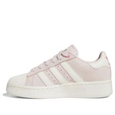 (WMNS) adidas Superstar XLG 'Pink Fusion' ID1103 Pink Synthetic Skate Shoes With Laces, Pink Skate Shoes With Laces For Sports, Sporty Pink Skate Shoes With Boost Midsole, Spring Sports Skate Shoes With Cushioned Footbed, Pink Skate Shoes With Boost Midsole For Light Sports, Casual Pink Sneakers With Three Stripes, Casual Pink Three Stripes Sneakers, Pink Adidas Logo Skate Shoes, Pink Adidas Sneakers With Logo