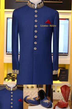 Description "Uomo Attire Summer Wedding Collection in Tropical Fabric" Royal Blue Bandhgala For Wedding, Fitted Bandhgala For Groom At Eid, Elegant Fitted Kurta For Groom, Fitted Bandhgala For Groom On Eid, Elegant Fitted Sherwani For Eid, Royal Kurta For Eid Wedding, Royal Kurta For Wedding And Eid, Royal Wedding Kurta For Eid, Designer Fitted Kurta For Groom