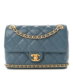 This is an authentic CHANEL Caviar Quilted Camellia Chain Around Flap in Blue. This stylishshoulder bag is beautifully crafted of caviar leather. It features leather threaded aged gold chain-link trim, and a facing flap that opens with an aged gold Chanel CC turn lock. The flap opens to a blue fabric interior. Gold Chanel, Stylish Shoulder Bag, Leather Thread, Chanel Caviar, Blue Fabric, Chain Link, Gold Chain, Gold Chains, Chanel