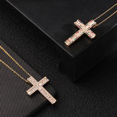 Color: A,B Fashion Element: Cross Style: Affordable luxury style Crystal Cross Chain Jewelry, Crystal Cross Jewelry With Chain, Gold Crystal Rhinestone Cross Pendant Necklace, Gold Cross Pendant Jewelry For Party, Crystal Cross Necklace With Adjustable Chain, Crystal Pendant Clavicle Chain Necklace, Crystal Cross Pendant Clavicle Necklace, Party Clavicle Cross Necklace, Party Cross-shaped Clavicle Chain Necklace