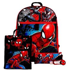 Going Back To School Is Made Fun With This 6-Piece Spiderman Backpack Set. Designed With 1 Zippered Front Pocket And 1 Mesh Side Pocket. Brand New, Never Used. -Includes: -Backpack (H:16”Xw:12”Xd:5”) -Insulated Lunch Bag -Pencil Pouch -Spiderman Key Chain -Bottle For Sanitizer -Carabiner Themed Red Backpack For School, Themed Red School Backpack, Themed Red School Bag, Spiderman Backpack, Backpack Set, Going Back To School, Pencil Pouch, Lunch Bag, Side Pocket