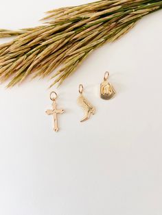 Expand your jewelry collection by adding to your necklace, bracelet, and earring sets! How to match check pic# 8 and pic #9Item Details:• This listing is for ONE(1) Charm.• Metal Type: 14K gold filled and sterling silver.Cross 27x16mmCowboy boot 15x19mmCowboy hat 12x16mmWear it 24/7 without worries.Wear it alone or pair it with your favs! Matching jewelry: Mix and Match Minimalist Jewelry Pendant With Dangling Charms, Handmade Pendant Charms, Handmade Gold Plated Charm Necklace For Everyday, Everyday Handmade Gold Plated Charm Necklaces, Spiritual Everyday Gold Jewelry, Everyday Spiritual Gold Jewelry, Handmade Gold Charms For Everyday Wear, Handmade Gold Charms For Everyday, Everyday Handmade Gold Charms