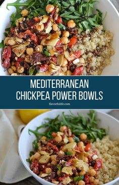 mediterranean chickpea power bowls with lemons and spinach are the perfect side dish for any meal