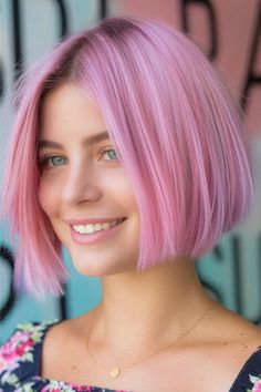 Cool-Toned Lavender Pink Hair Color Idea. Curly Bob Haircut, Lavender Hair Colors