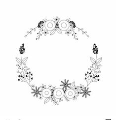 a black and white drawing of a wreath