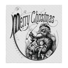 an old fashioned christmas card with santa claus holding a child in his arms and the words merry