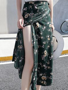 Style to your desired fit with this open wrap skirt. One Size Fits All and will look great on everyone! Shipping Time: 2-5 business days Floral Wrap Skirt Outfit, Wrap Skirt Outfit, Skirts Korean, Floral Chiffon Skirt, Long Chiffon Skirt, Floral Wrap Skirt, Audrey Dress, Midi Wrap Skirt, Cheap Skirts