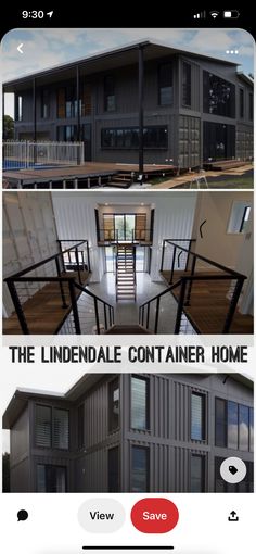 two pictures of the inside and outside of a container home