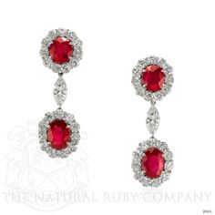 Luxury Red Brilliant Cut Earrings, Red Diamond Drop Earrings, Red Diamond Drop Earrings For Formal Occasions, Red Diamond Drop Earrings For Formal Events, Classic Red Diamond Earrings, Formal Red Diamond Drop Earrings, Formal Red Diamond Earrings With Brilliant Cut, Red Cluster Earrings For Formal Events, Formal Red Diamond Earrings