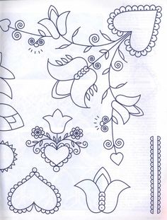 a drawing of flowers and hearts on paper