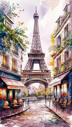 a painting of the eiffel tower in paris