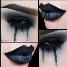 Make Up Designs, Halloween Eye Makeup, Make Up Inspiration, Melt Cosmetics, Halloween Eyes, Black Lipstick, Emo Makeup