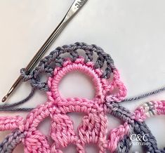 the crochet pattern is being worked on