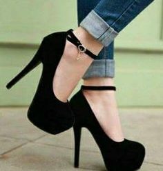 Sepatu Pump, Womens Stilettos, Ankle Strap Shoes, Black High Heels, Ankle Strap Heels