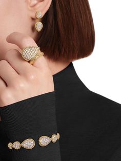 "Find BOUCHERON Serpent Bohème 18k & 0.49 Tcw Diamond Single Ear Jacket on Editorialist. From the Serpent Bohème Collection. Showcasing the label's iconic Serpent Bohème motif, Boucheron's ear jacket is crafted of 18K yellow gold pavé-set with glittering diamonds. This chic accessory features a detachable drop for versatile styling options. Sold as a single earring Diamonds, 0.49 tcw 18K yellow gold Post back Made in Italy SIZE About 1\"L ABOUT THE BRAND Parisian jewelry designer Frédéric Boucheron got his start when he opened a Place Vendôme jewelry boutique in 1858, specializing in high jewelry and watchmaking, and soon came to be known as a visionary in his realm. Generations later, the global label has maintained its reputation for prestige through the bold and innovative character of Boucheron Earrings, Boucheron Jewelry, Vendome Jewelry, Parisian Jewelry, The Serpent, Jewelry Boutique, Diamond Glitter, Ear Jacket, Chic Accessories