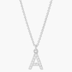 Make an impression with this sparkling Blaire Diamond Initial Pendant. This dainty diamond charm necklace is perfect for adding a personalized touch to any outfit, whether you're treating yo'self or surprising someone special. Available in sterling silver or 14k gold vermeil 16" cable chain Initial size: 3/8" tall, width varies Spring-ring clasp 1mm diamonds This is an uppercase only font, lowercase letters entered will be produced as uppercase This item is FINAL SALE SKU: BYND0005 Silver Dainty Diamond Initial Pendant Necklace, Silver Sterling Initial Pendant Diamond Necklace, Dainty Sterling Silver Initial Pendant Diamond Necklace, Dainty Sterling Silver Diamond Necklace With Initial Pendant, Minimalist Silver Diamond Initial Pendant Necklace, Personalized Sterling Silver Diamond Pendant Necklace, Minimalist Silver Diamond Initial Necklace, Minimalist Initial Necklace With Diamond Accents As Gift, Minimalist Initial Necklace With Diamond Accents For Gift