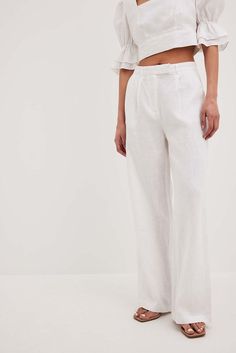 Linen Wide Leg Pants White | NA-KD Wide Leg Pants White, Linen Wide Leg Pants, Wide Leg Linen Pants, Pants White, I Got Married, Wide Legs, Na Kd, Dream Wardrobe, Leg Pants