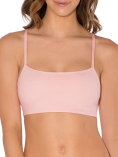 Designed with a full-coverage crop top neckline, the Fruit of the Loom® strappy women's sports bra can be flaunted under shirts and tanks for a cool flash of color. This great sport bra can be worn on it's own or layered for more color and support. An active lifestyle requires a brand that can give support and comfort. Spring Crop Top With Built-in Bra For Gym, Spring Strappy Sports Bra With Built-in Bra, Spring Sports Crop Top With Built-in Bra, Bra-friendly Crop Top Activewear For Spring, Spring Activewear Crop Top With Built-in Bra, Spring Cami Sports Bra With Seamless Construction, Sports Crop Top With Adjustable Straps, Cropped Sports Bra With Adjustable Straps For Spring, Spring Seamless Cami Sports Bra