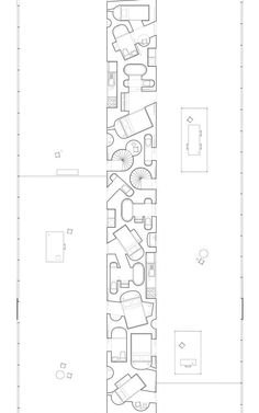 the floor plan for an office building with multiple floors and walls, all in black and white