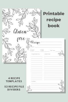 the printable recipe book is open and ready to be used as a recipe card