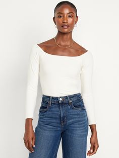 off-shoulder neckline long sleeves fitted hits below waist models are approx.  5'9" and wear sizes s (4), l (12), and xl (18)machine wash according to the care instruction label  . Best Holiday gift for Women , perfect Tops for Christmas! White Off The Shoulder Top Outfit, Off The Shoulder Top Outfit, White Off The Shoulder Top, Sweater Jeans, White Off The Shoulder, Off Shoulder Sweater, Family Maternity, Off The Shoulder Top, Old Navy Women