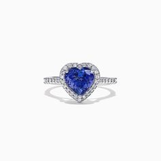 Effy Nahla Siri 14K White Gold Tanzanite and Diamond Heart Ring, 2.38 TCW Diamond Heart Ring, Tanzanite Diamond, White Stone, Diamond Heart, Round Diamonds, Heart Ring, Gold Metal, White Gold, Valentines