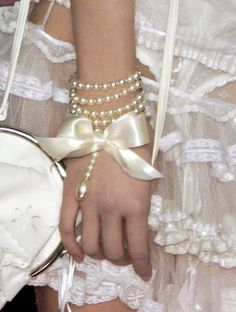 Pearl Love, Ribbon Bracelets, Pearl And Lace, Shades Of White, Girly Girl, Pearl Bracelet, Wedding Shoe, Dior