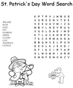 the st patrick's day word search is shown in this printable activity book