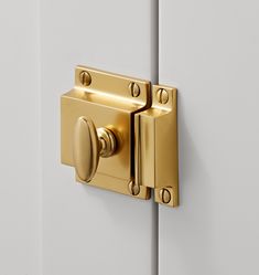 a close up of a door handle on a white and gold door with knobs